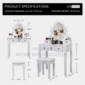 VIVOHOME Makeup Vanity Set W/Led Bulbs,Dressing Table,Stool