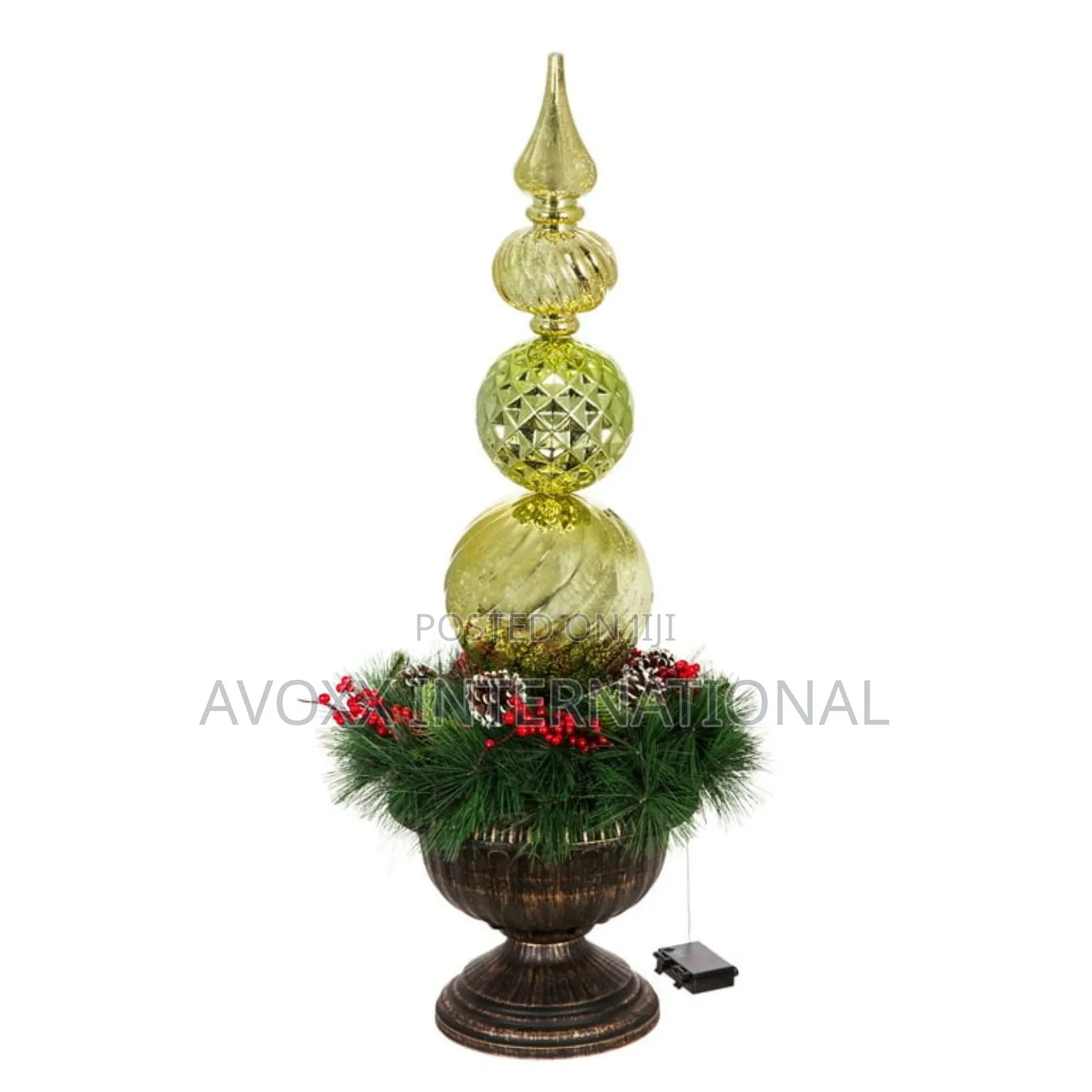 Evergreen 36"H Gold Twinkling White LED Ornament With Wreath