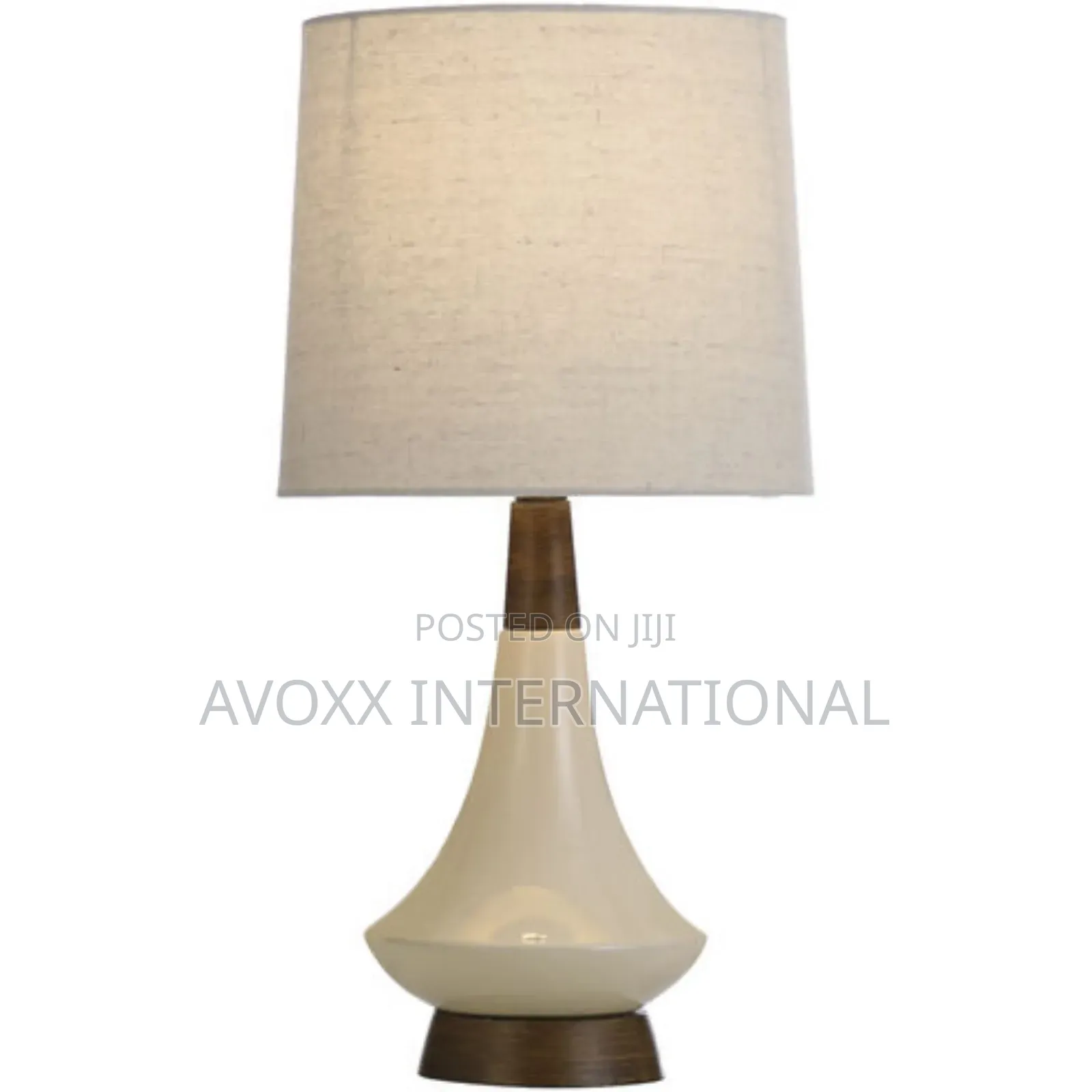 Signature 19 Inch White Washed Wood and Cream Table Lamp
