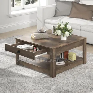 Galano Philia Square Modern Coffee Table With Storage Drawer