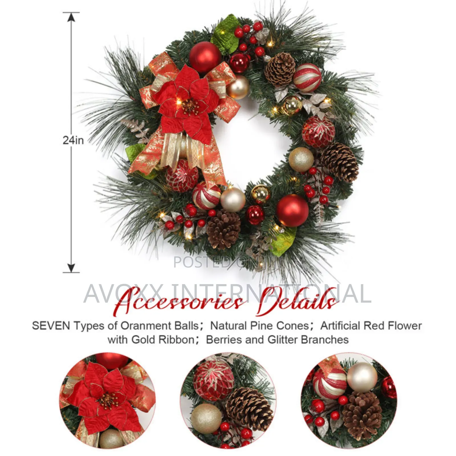 Faux Lighted 16.93'' Wreath