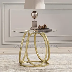 O K FURNITURE Gold End Table, Modern Glass Side Table