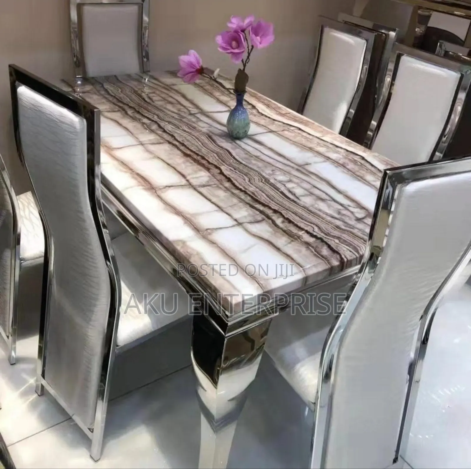 Luxury Dining Table With 6 Chairs Marble Gold