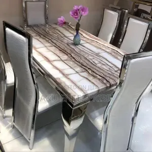 Luxury Dining Table With 6 Chairs Marble Gold
