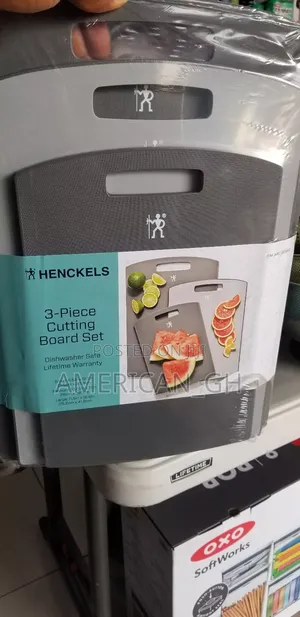 Henckels 3-Pc Plastic Cutting Board Set - Grey