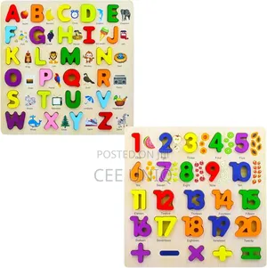 Alphabet and Number Wooden Board