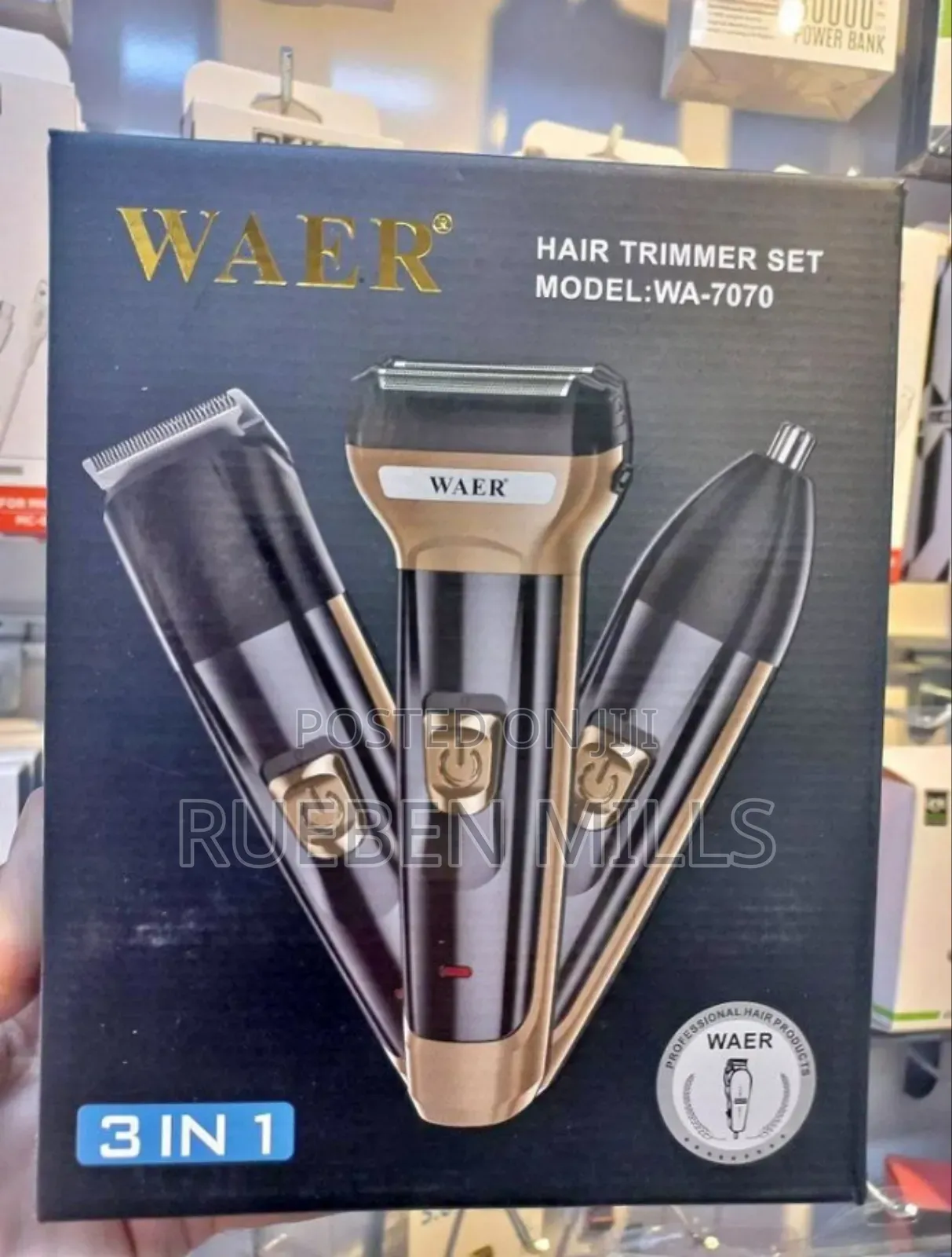 Waer 3 in 1 Cordless Rechargeable Beard and Nose Trimmer