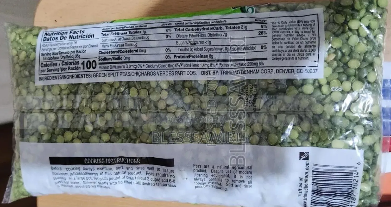 Green Split Peas - High in Fiber, Low Sodium, 16 Oz