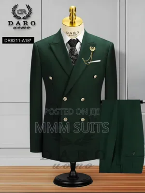 Army Green Double-Breasted Men Suit