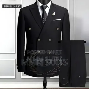 Black Double-breasted Men Suit