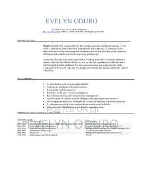 Administrative Officer. CV