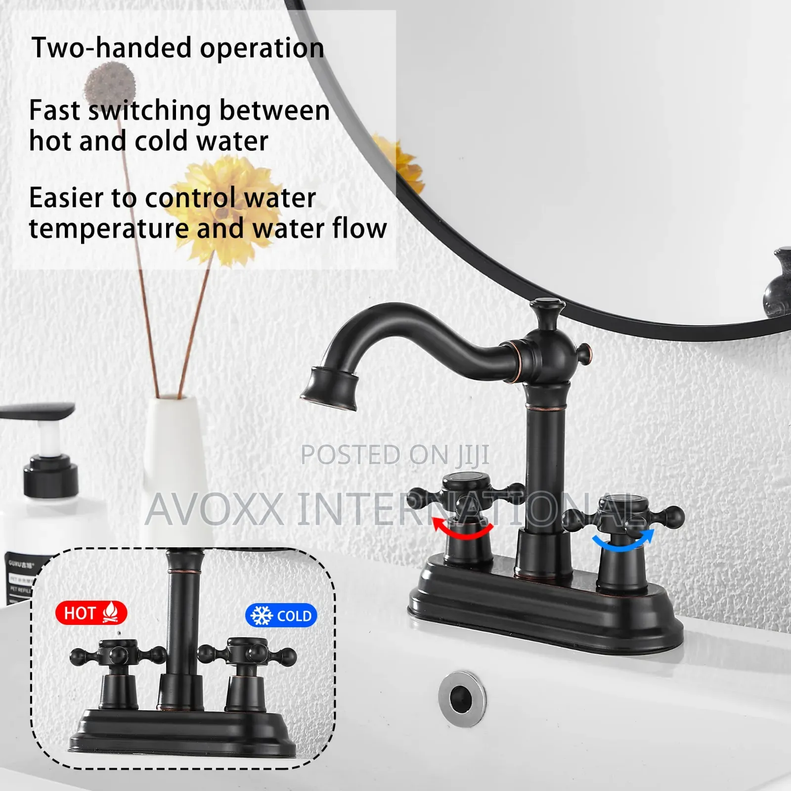 Ggstudy Bathroom Faucet Oil Rubbed Bronze 2 Handles 4"