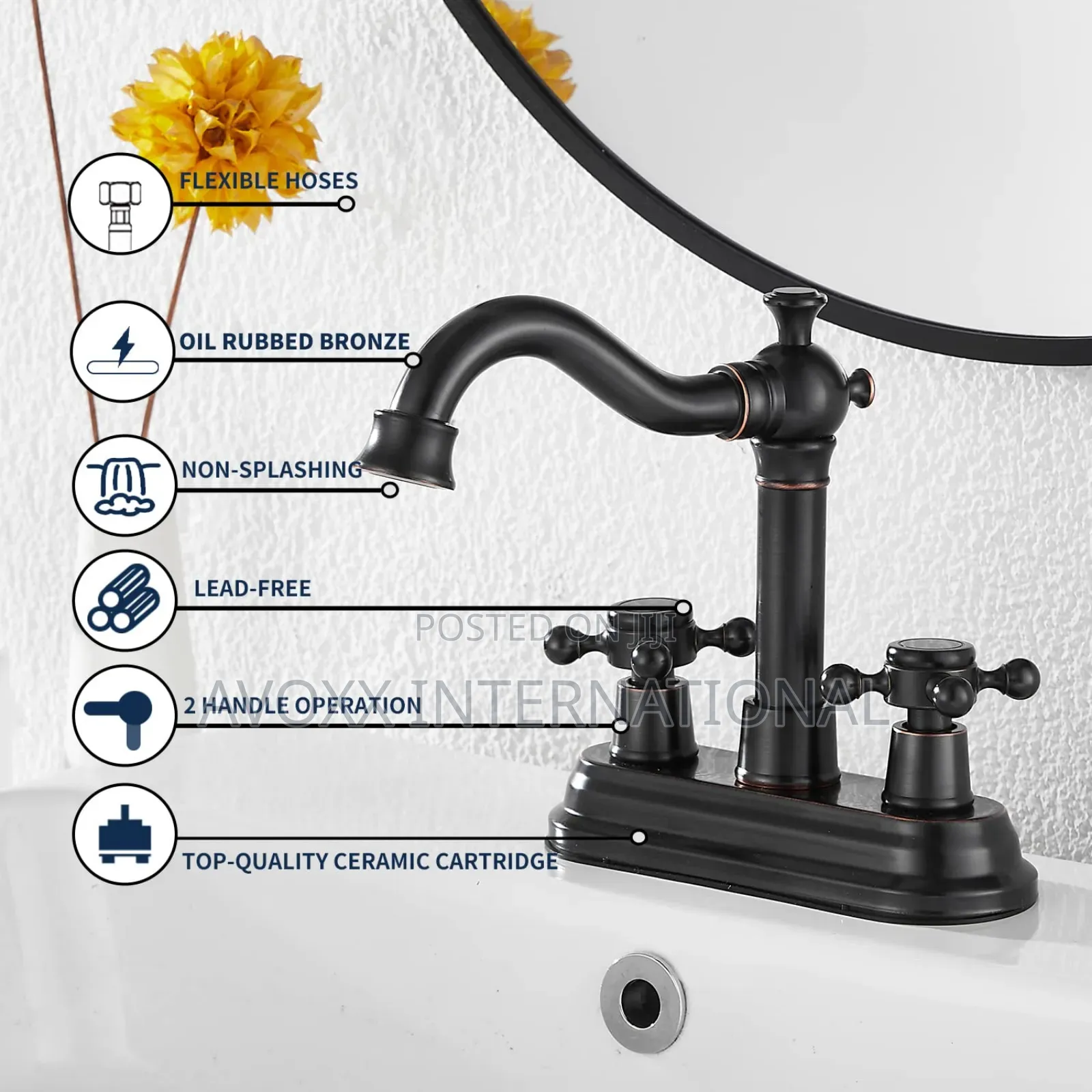 Ggstudy Bathroom Faucet Oil Rubbed Bronze 2 Handles 4"