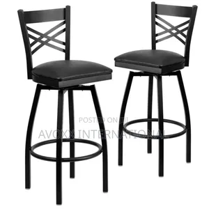 Flash Furniture 2 Pack Black ''X'' Swivel Metal Barstool