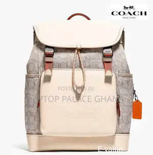 Coach White League Flap Laptop Backpack