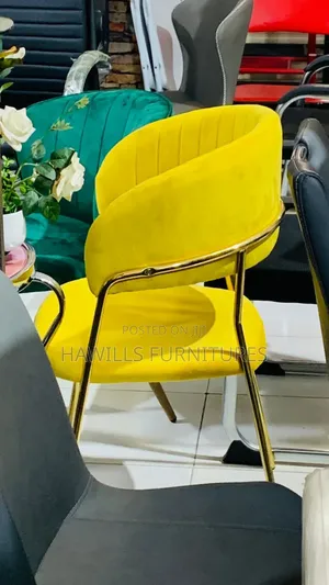 Executive Yellow Dining Chair With Gold Metal