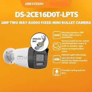 DS-2CE16D0T-LPTS 2MP Two Way Audio Fixed Mini Bullet Camera