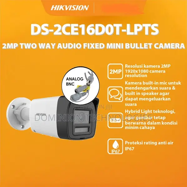DS-2CE16D0T-LPTS 2MP Two Way Audio Fixed Mini Bullet Camera