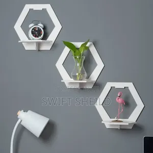 3 Hexagon Wall Shelves