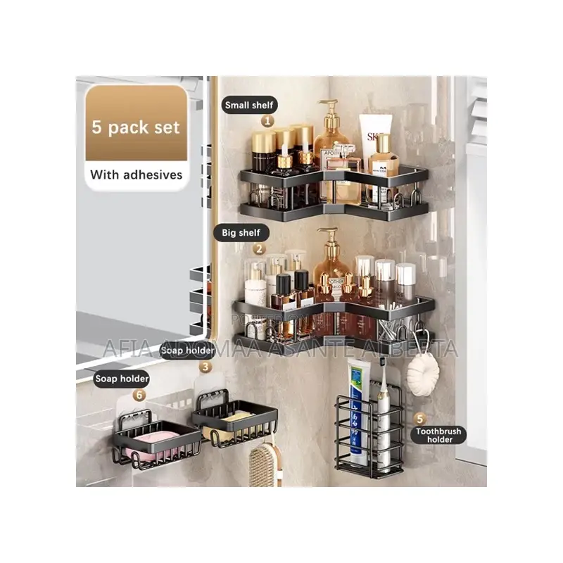 5 Pieces Set Wall Mounted Bathroom Racks