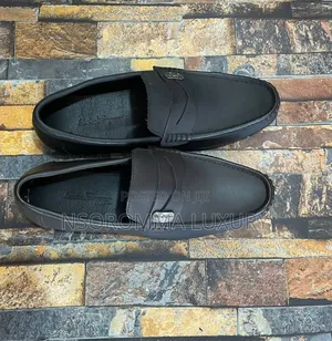 Black Leather Men Loafer Shoe