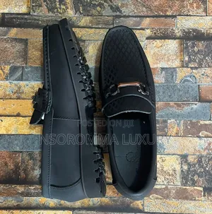 Original Black Leather Steel Chain Men Loafer Shoe