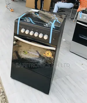 Elegant Black Oven 4 Gas Cooker 50/50 Volcano Glass Lid