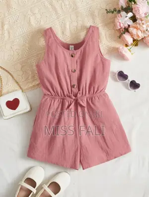Tween Girl Button Front Bow Front Romper. 10years