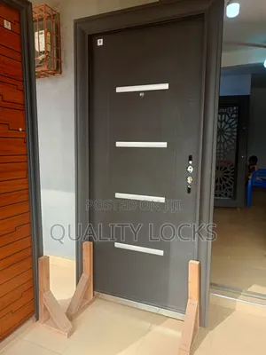 Single Black Interior and Exterior Metal Security Door