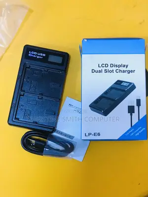 Canon Lp-E6 LCD Display Dual Slot Charger