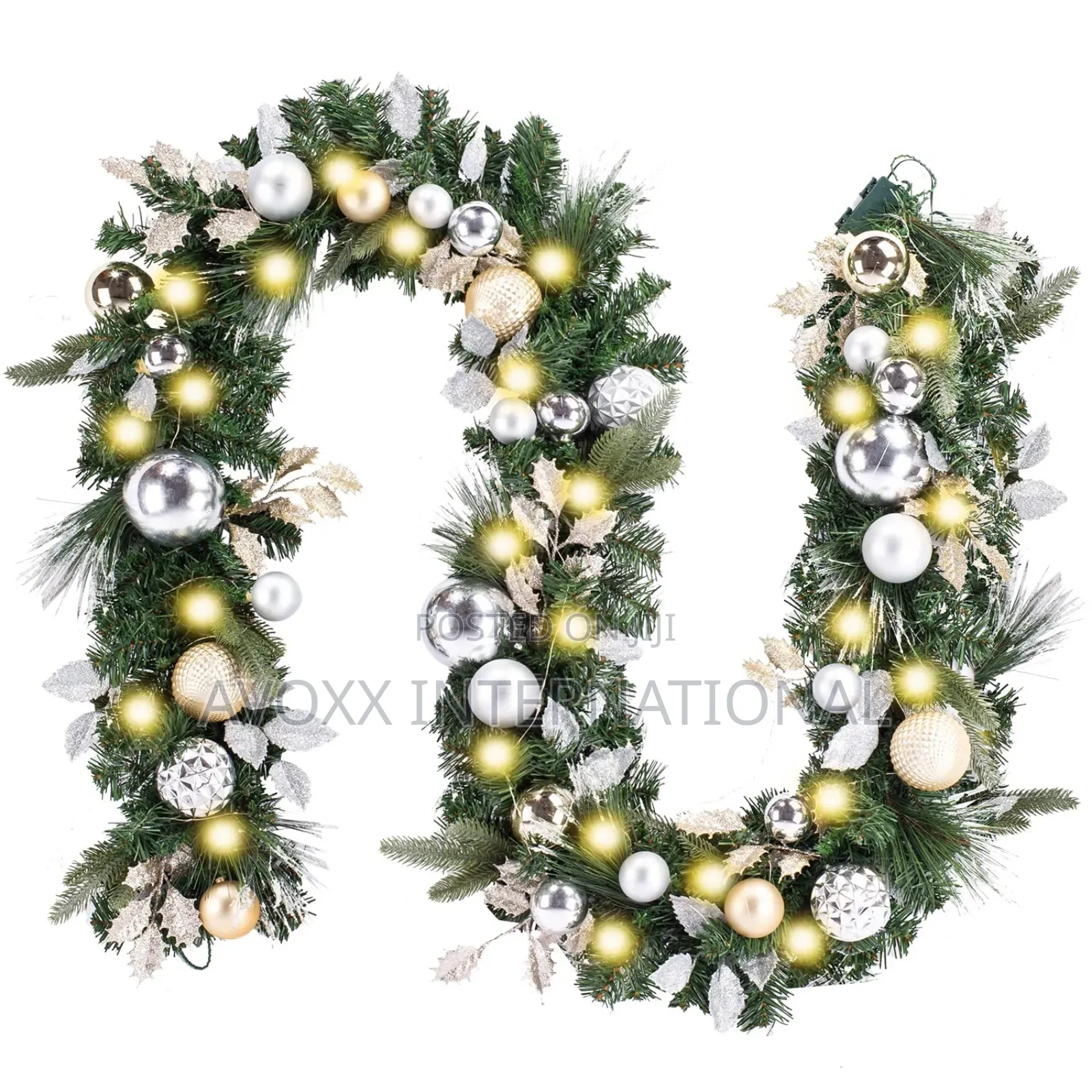 WANNA-CUL Pre-Lit 9ft/108" Christmas Garland W/50 Led Lights
