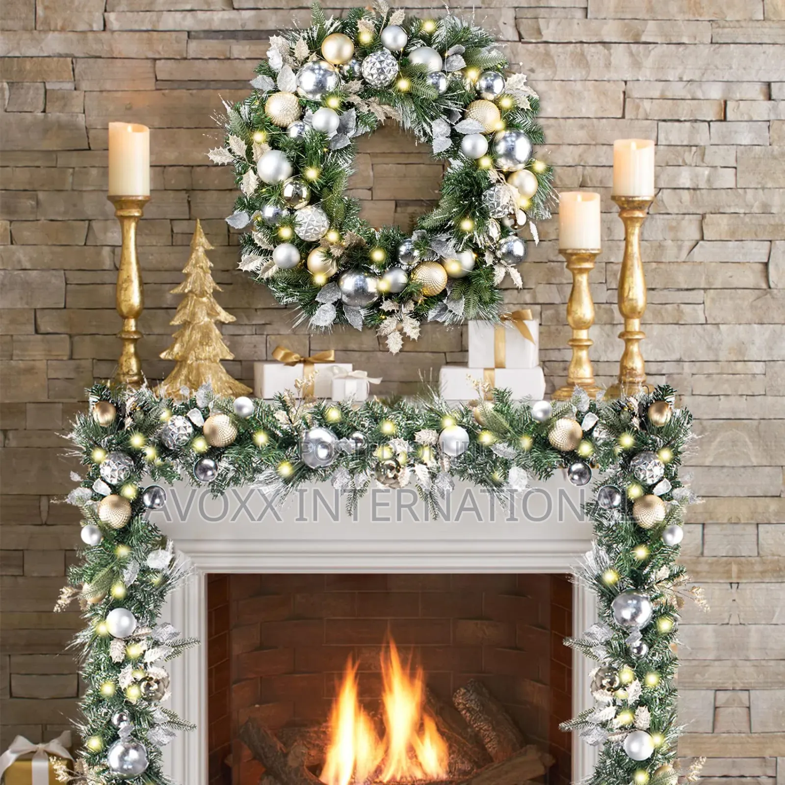 WANNA-CUL Pre-Lit 9ft/108" Christmas Garland W/50 Led Lights