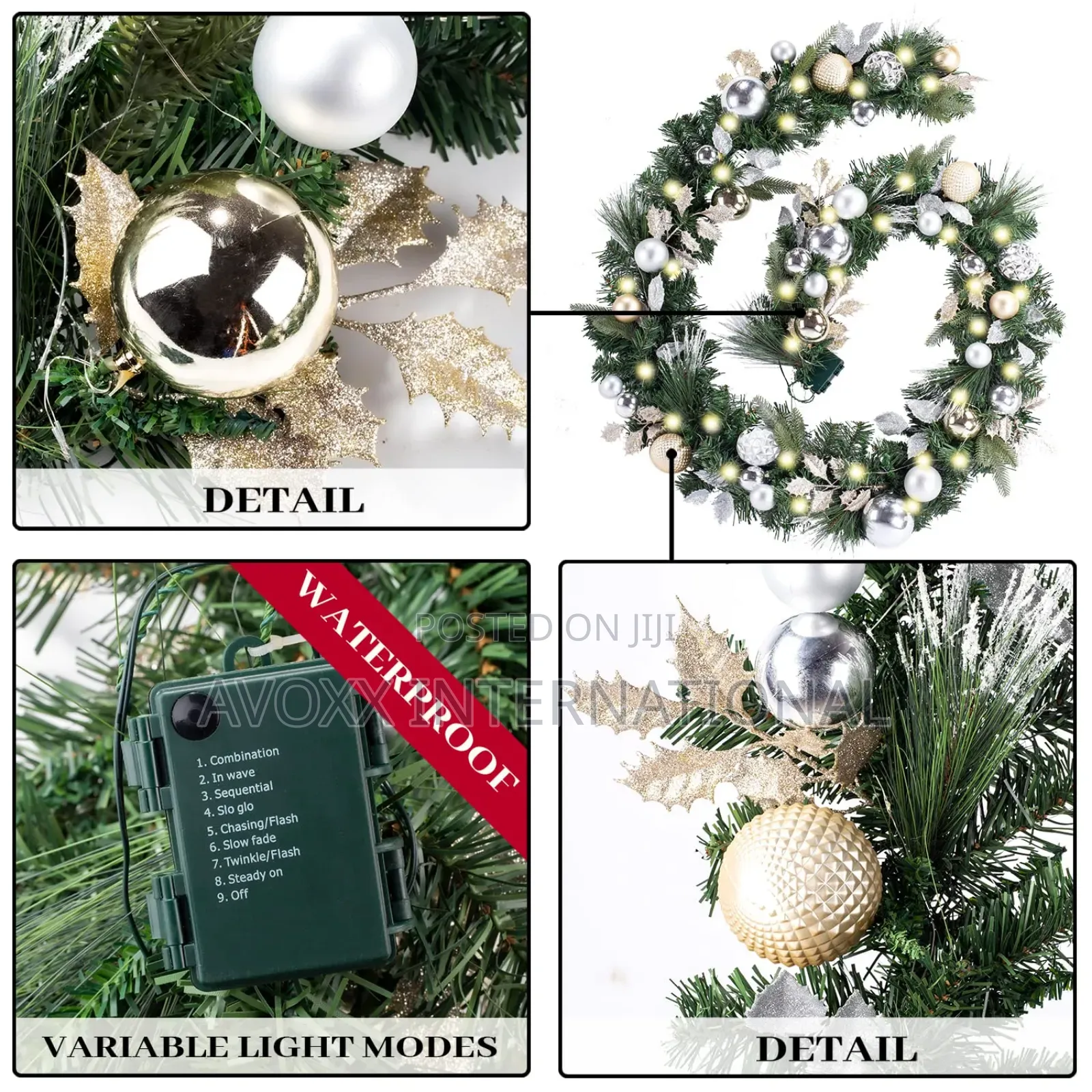 WANNA-CUL Pre-Lit 9ft/108" Christmas Garland W/50 Led Lights
