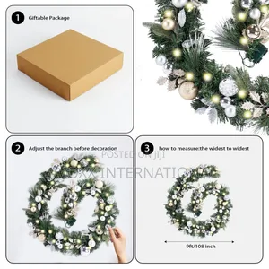 WANNA-CUL Pre-Lit 9ft/108" Christmas Garland W/50 Led Lights