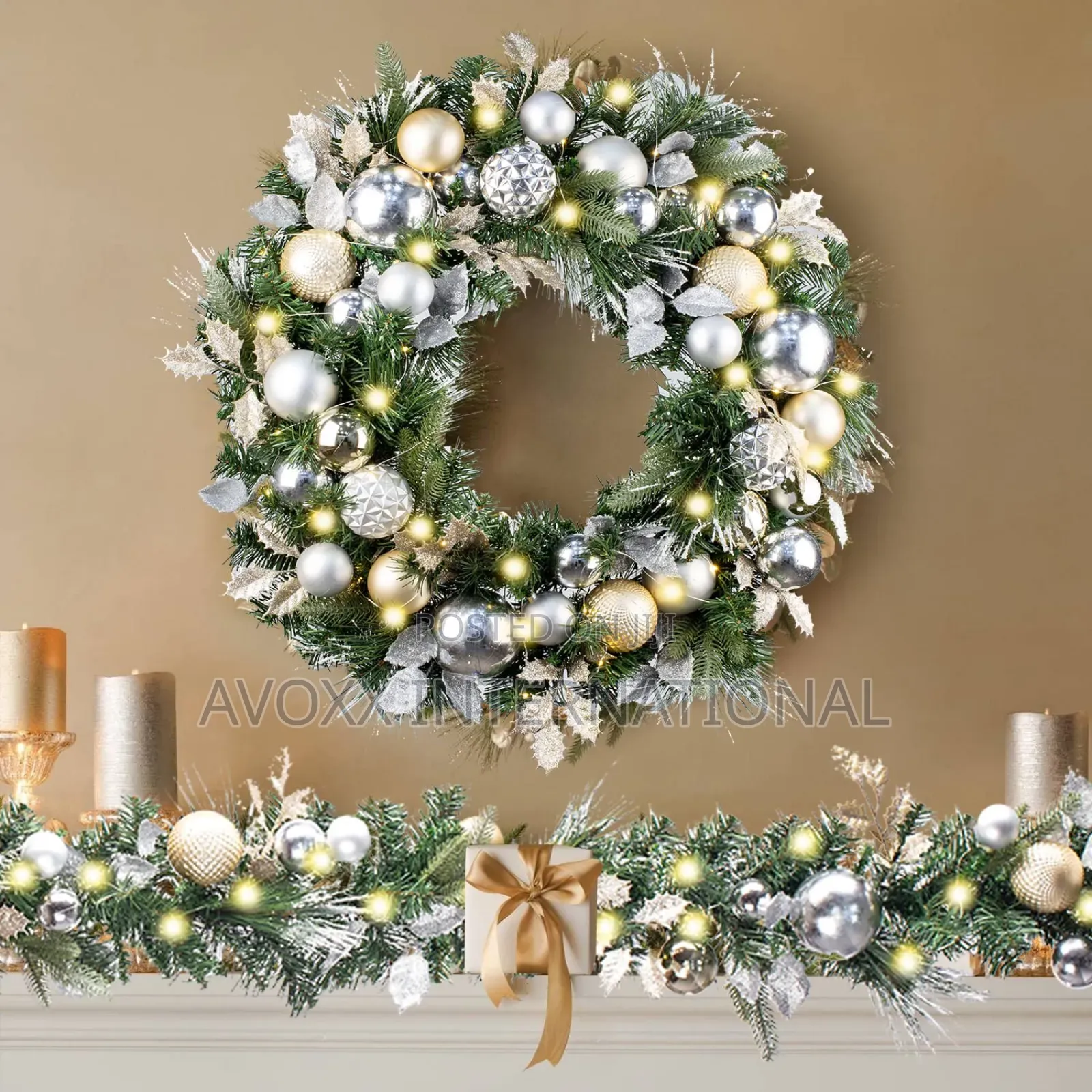 WANNA-CUL Pre-Lit 9ft/108" Christmas Garland W/50 Led Lights