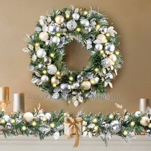WANNA-CUL Pre-Lit 9ft/108" Christmas Garland W/50 Led Lights