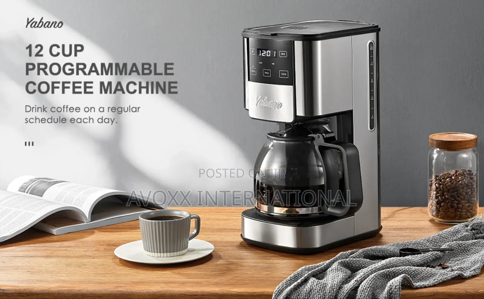 Yabano Programmable Coffee Maker, 12 Cups Coffee Maker