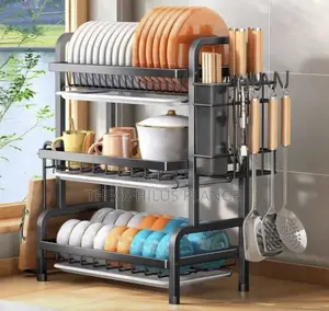 3 Tier Stainless Steel Dish Rack,Plates Cutlery Organizer