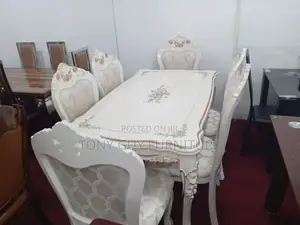 White Royal Dining Set Six Chairs