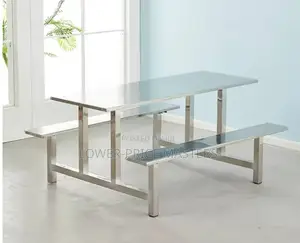 Silver Stainless Steel Table and Chair Complete Set