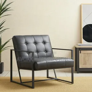 Glitzhome Leatherette Button-Tufted Accent Arm Chair