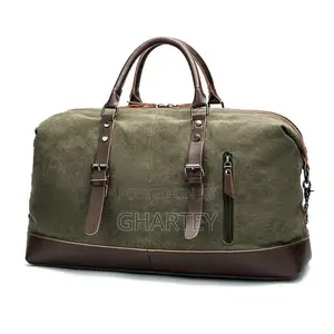 Large Capacity Canvas Leather Travel Bags Green