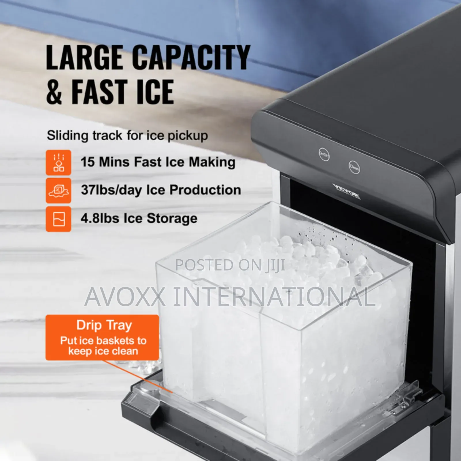 Vevor Nugget Ice Maker, 37lbs in 24 Hrs,Countertop Ice Maker