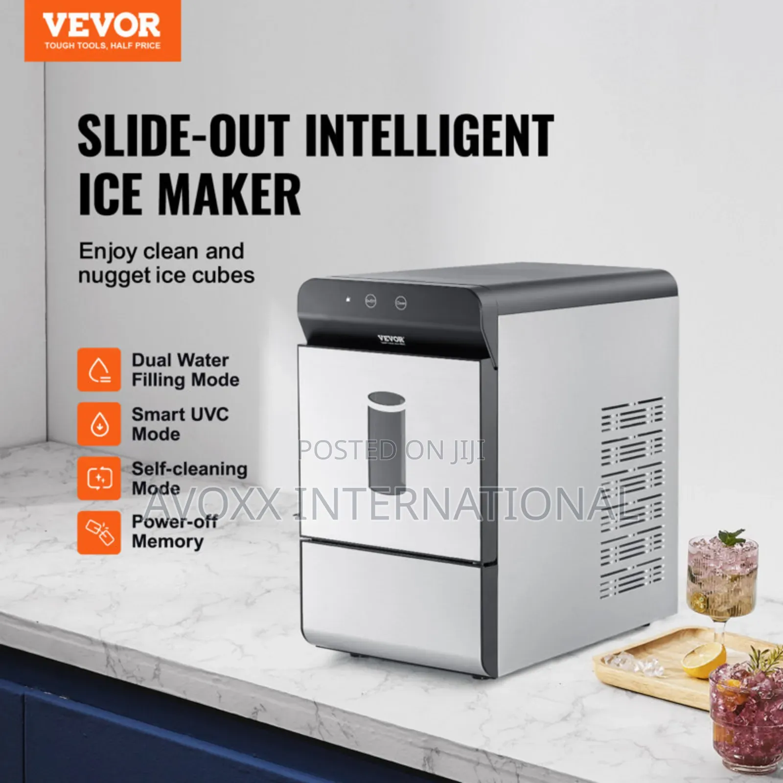 Vevor Nugget Ice Maker, 37lbs in 24 Hrs,Countertop Ice Maker