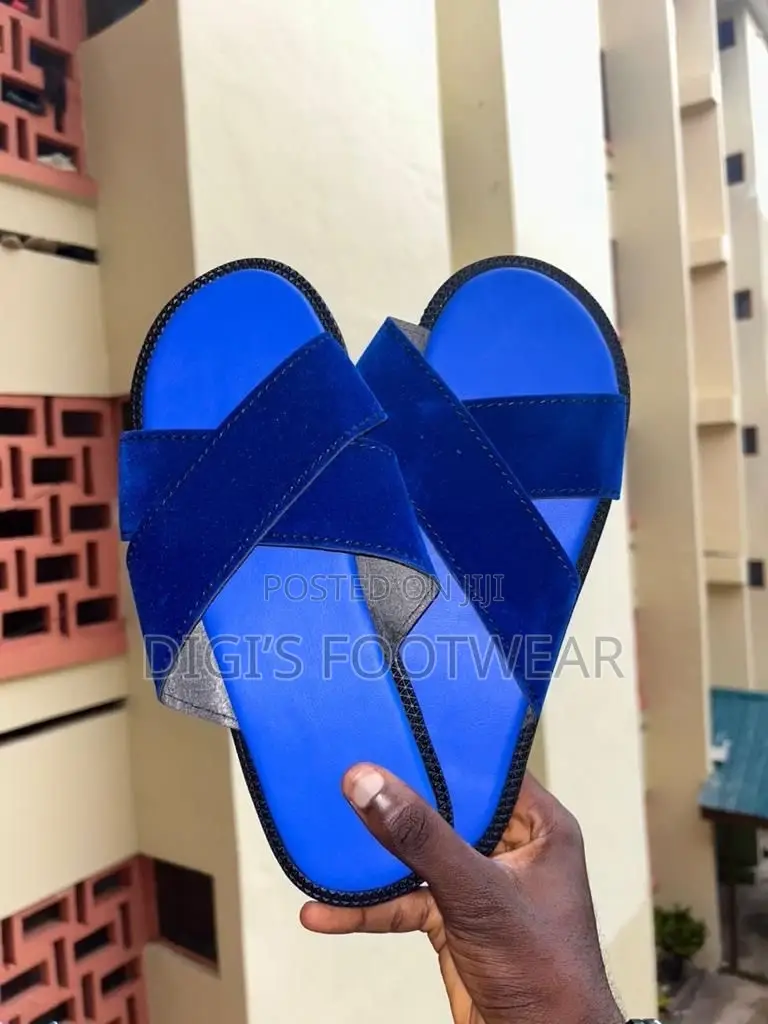 Blue Suede Crossed Slipper
