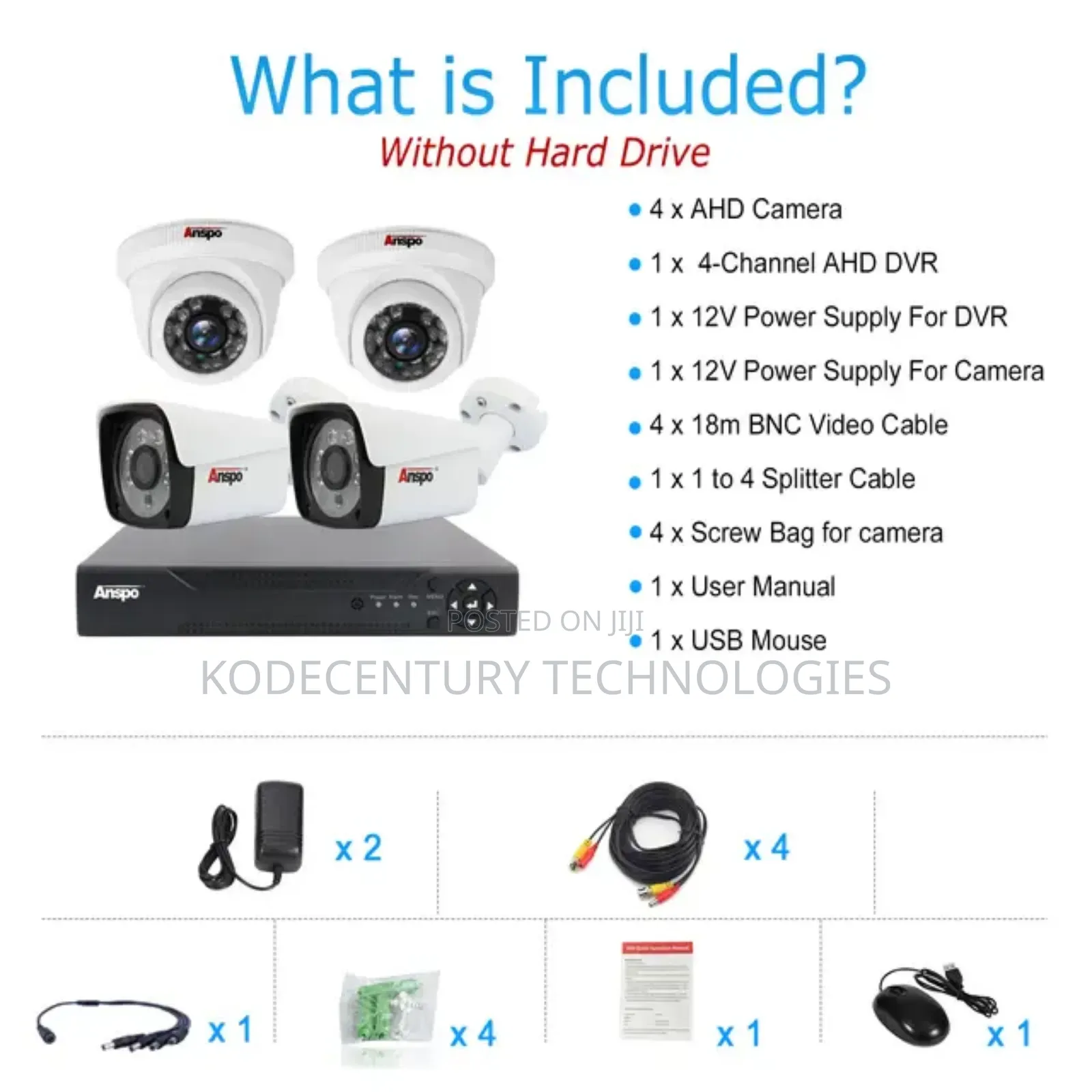 4 Channel Anspo 5mp Analogue CCTV Kit