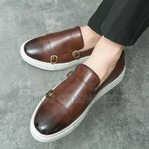 Men's Fashion Casual Double Buckle Leather Shoes Loafers