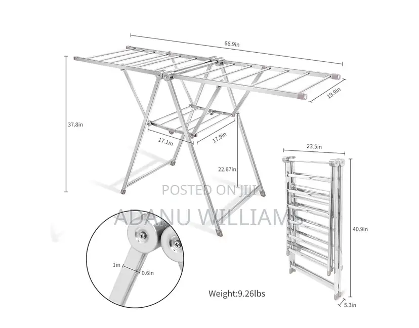 Heavy Duty Anti-Rust Stainless Foldable Cloth Drying Rack