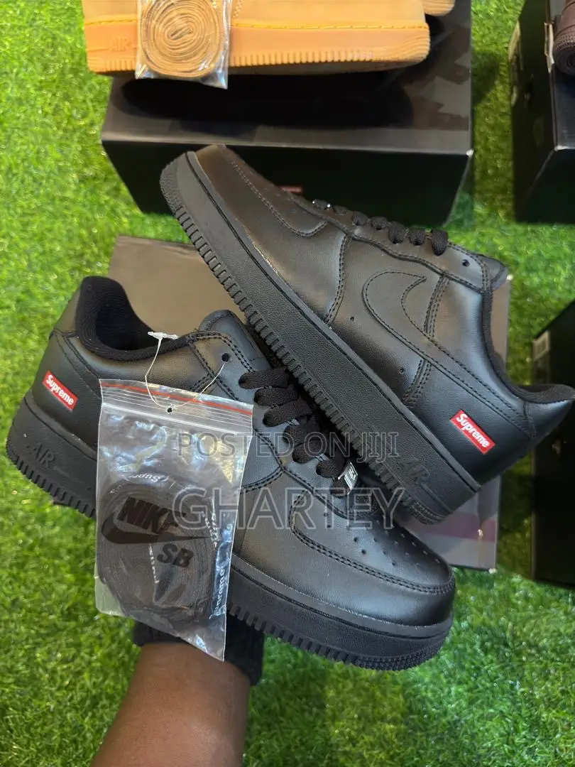 All Black Supreme Nike Air Force 1 Lows