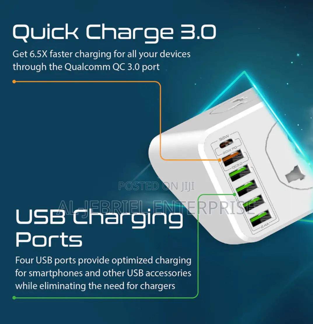 Promate Powermatrix 2500w Output Power Strip With USB Ports